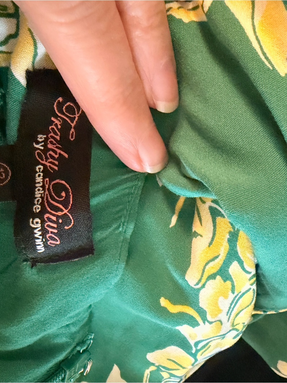 Trashy Diva Green Maxi Dress with Yellow Floral Print *Helena?* sz12 - Picture 6 of 6